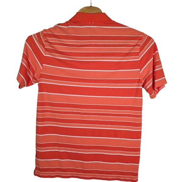 Nike Golf Tour Performance Polo Shirt Dri-Fit Large Short Sleeve Orange Striped - Picture 3 of 8